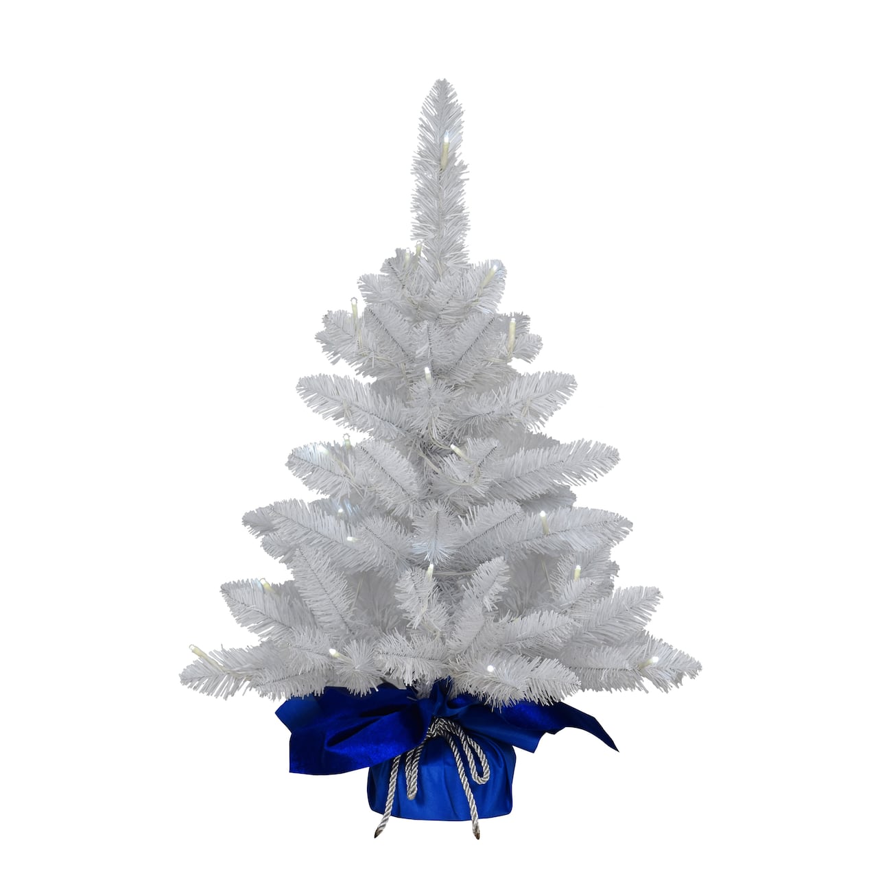 6 Pack: 2ft. Pre-Lit White Artificial Christmas Tree with in Blue Sack, White Lights